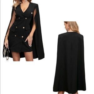 Glamaker Black Cape Dress